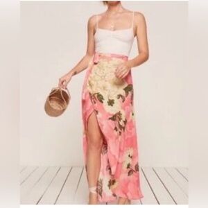Reformation Pink Floral Maxi Skirt